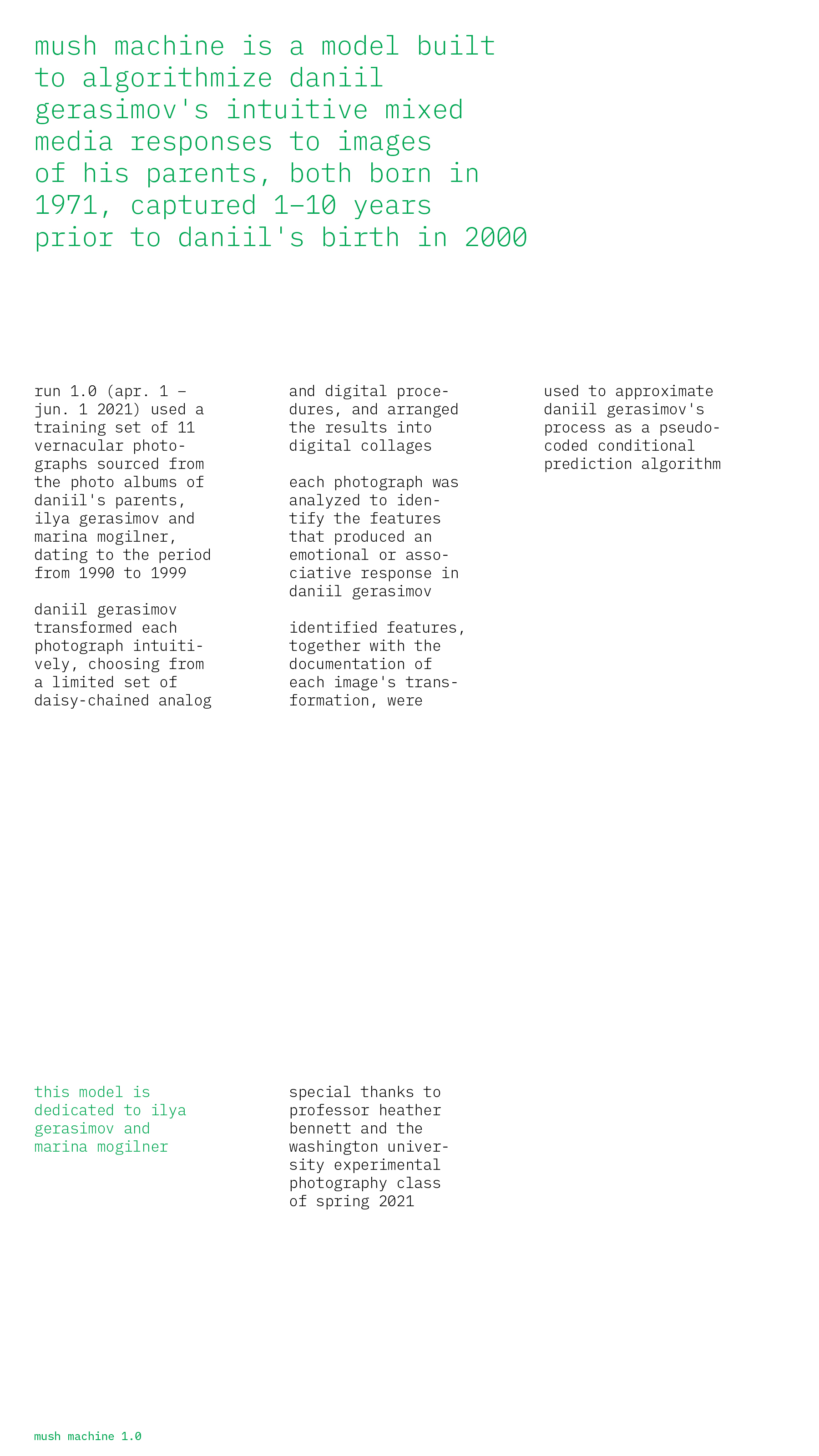 Mush machine page